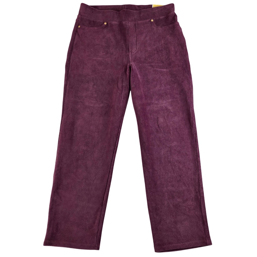 NWT Michael Kors Straight Ankle Pull-On Women L Cordovan Corduroy burgundy soft